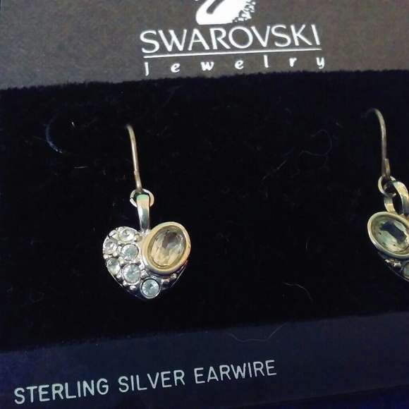 Silver Swarovski Heart Earrings - Picture 2 of 4